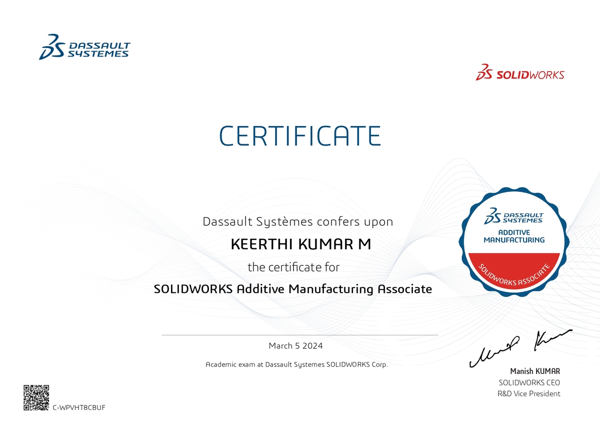 SOLIDWORKS Additive Manufacturing Associate
