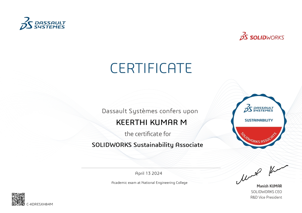 SOLIDWORKS Sustainability Associate